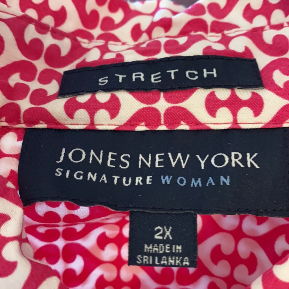 Pink And White Patterned Button Down Tunic Shirt - image 6